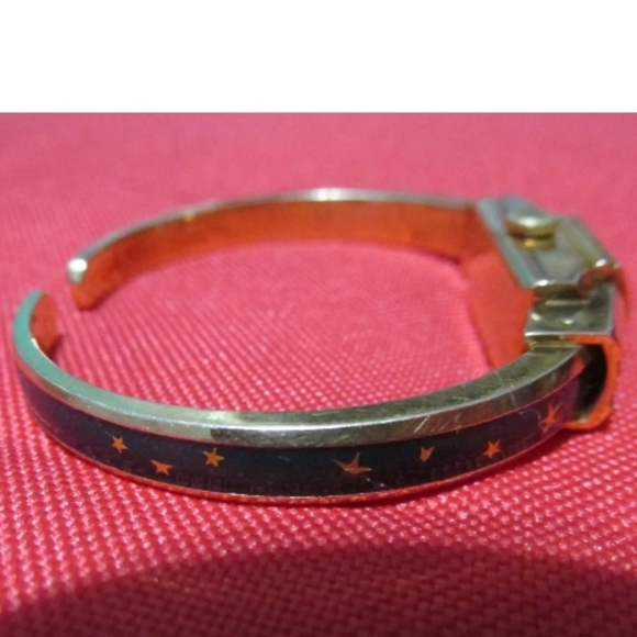 Vintage Fischer hinged Bangle Ladies' Watch set with black enamel. Circa 1955 - Picture 2 of 6